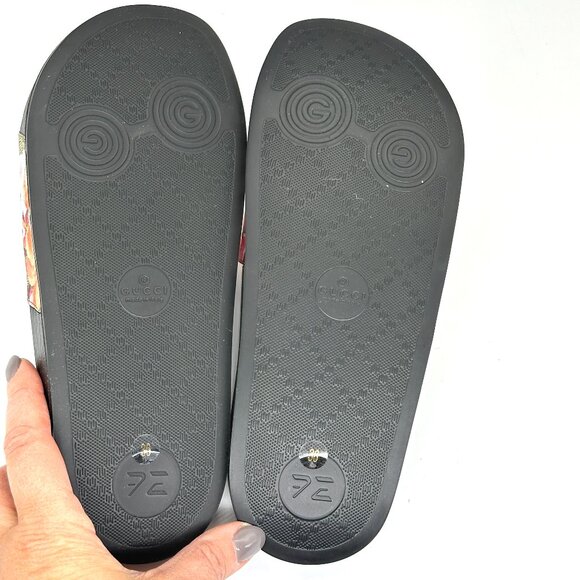 Gucci Pursuit Floral Bloom GG Logo Supreme Rubber Pool Slides Mules Sandals - Picture 15 of 16